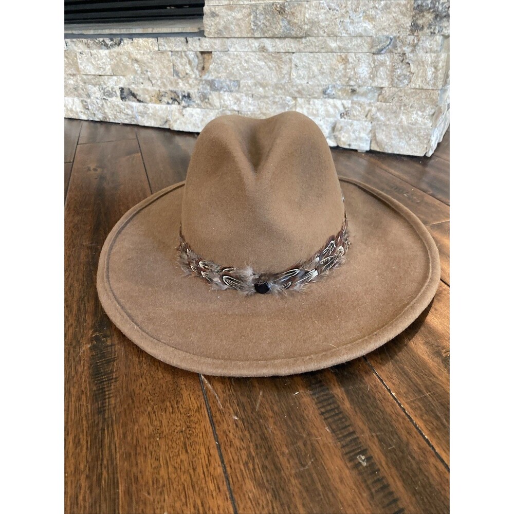 Toby Keith Wool Feather Band Western Wide Brim Cowboy type Hat L/XL